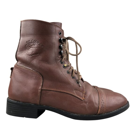 On Course Womens Size 6.5** Brown Leather Equestrian Lace-Up Paddock Ankle Boots - Picture 1 of 16